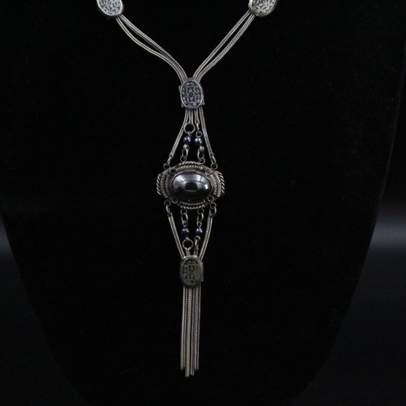 STERLING SILVER ETRUSCAN HEMATITE ANATOLI STYLE NECKLACE SET - Picture 3 of 16